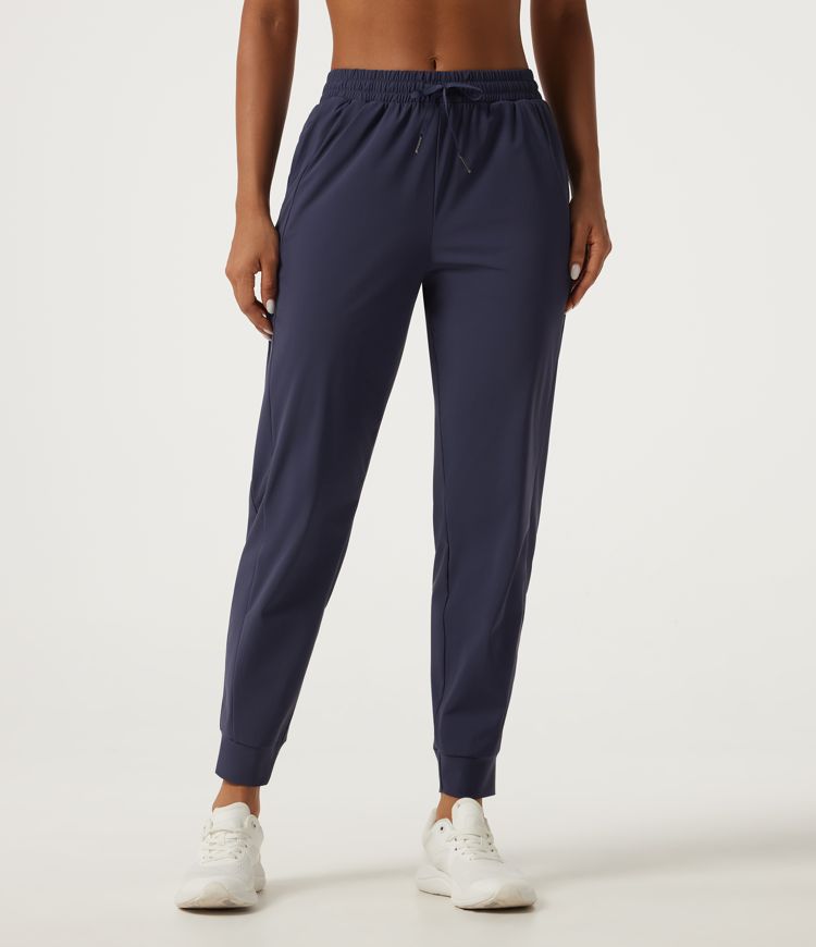 Mid Rise Drawstring Tapered Quick Dry InstantCool Running Joggers with Pockets