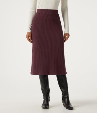 Lässiger A-Linien-Midirock mit hoher Taille und Saumschlitz Lässiger A-Linien-Midirock mit hoher Taille und Saumschlitz