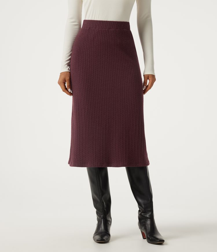 Lässiger A-Linien-Midirock mit hoher Taille und Saumschlitz Lässiger A-Linien-Midirock mit hoher Taille und Saumschlitz