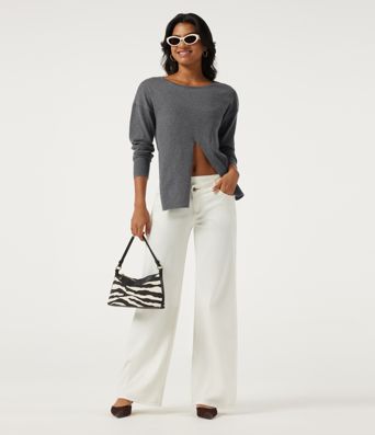 Boat Neck Long Sleeve Asymmetric Casual Sweater Boat Neck Long Sleeve Asymmetric Casual Sweater
