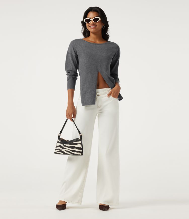 Boat Neck Long Sleeve Asymmetric Casual Sweater Boat Neck Long Sleeve Asymmetric Casual Sweater