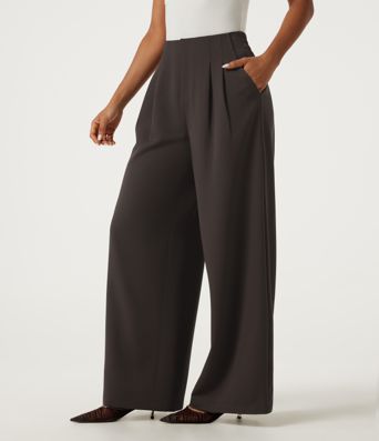 High Waisted Wide Leg Work Pants with Pockets High Waisted Wide Leg Work Pants with Pockets