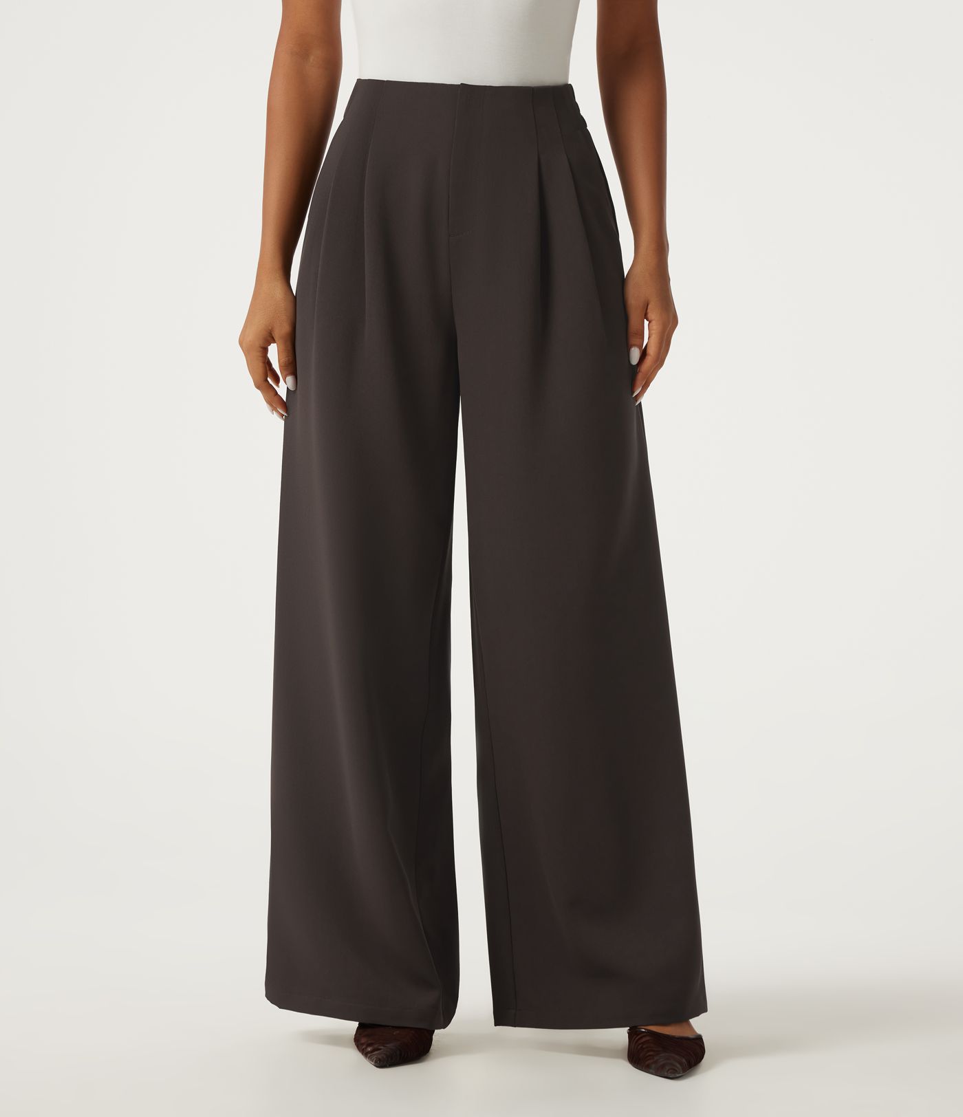 High Waisted Wide Leg Work Pants with Pockets High Waisted Wide Leg Work Pants with Pockets