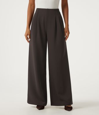 High Waisted Wide Leg Work Pants with Pockets High Waisted Wide Leg Work Pants with Pockets