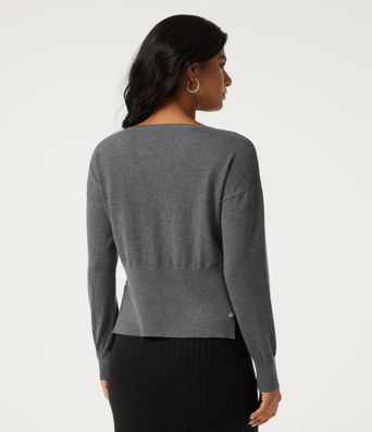 Boat Neck Long Sleeve Asymmetric Casual Sweater Boat Neck Long Sleeve Asymmetric Casual Sweater