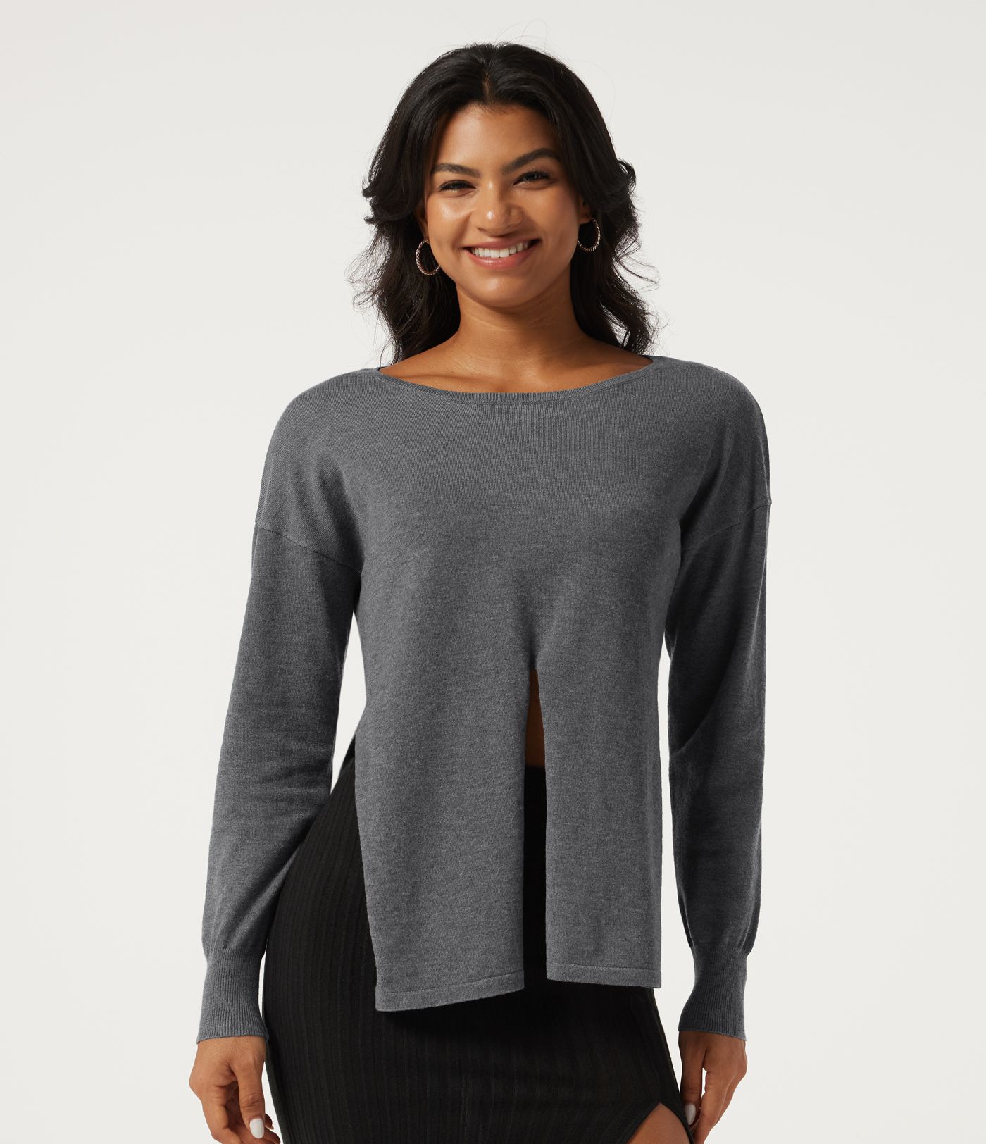 Boat Neck Long Sleeve Asymmetric Casual Sweater Boat Neck Long Sleeve Asymmetric Casual Sweater