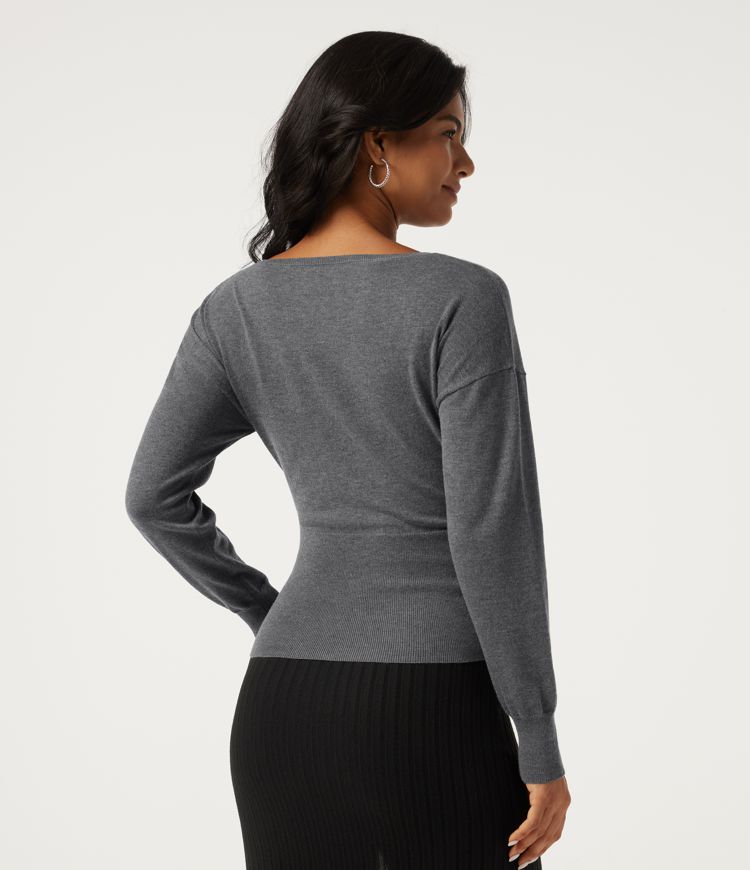 Boat Neck Long Sleeve Asymmetric Casual Sweater Boat Neck Long Sleeve Asymmetric Casual Sweater