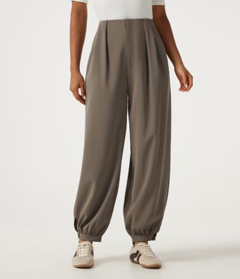 High Waisted Casual Bloomer Pants with Pockets
