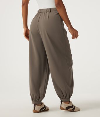 High Waisted Casual Bloomer Pants with Pockets
