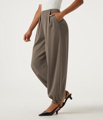 High Waisted Casual Bloomer Pants with Pockets