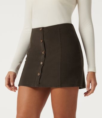 High Waisted 2-in-1 Corduroy Mini Casual Skirt