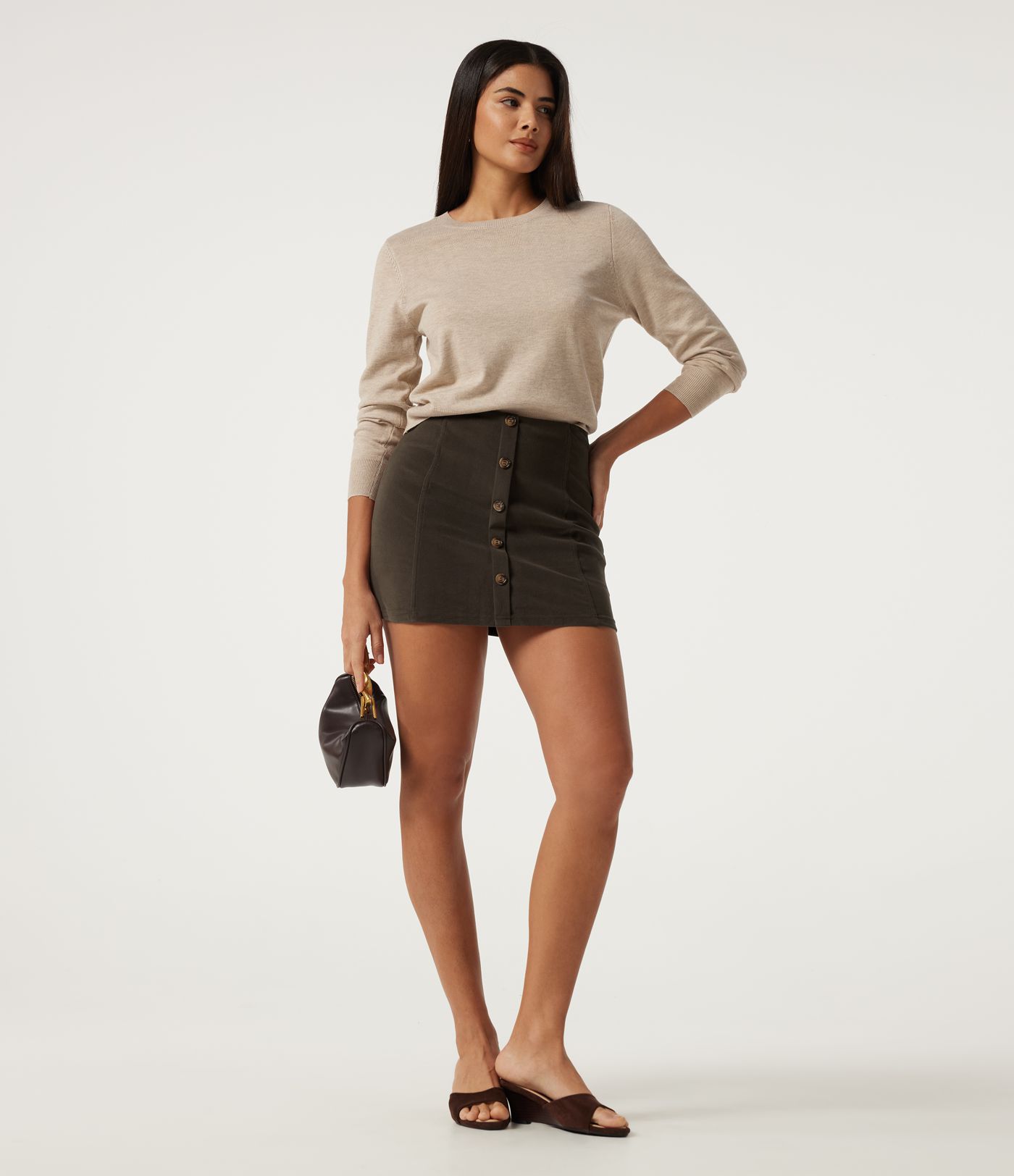 High Waisted 2-in-1 Corduroy Mini Casual Skirt