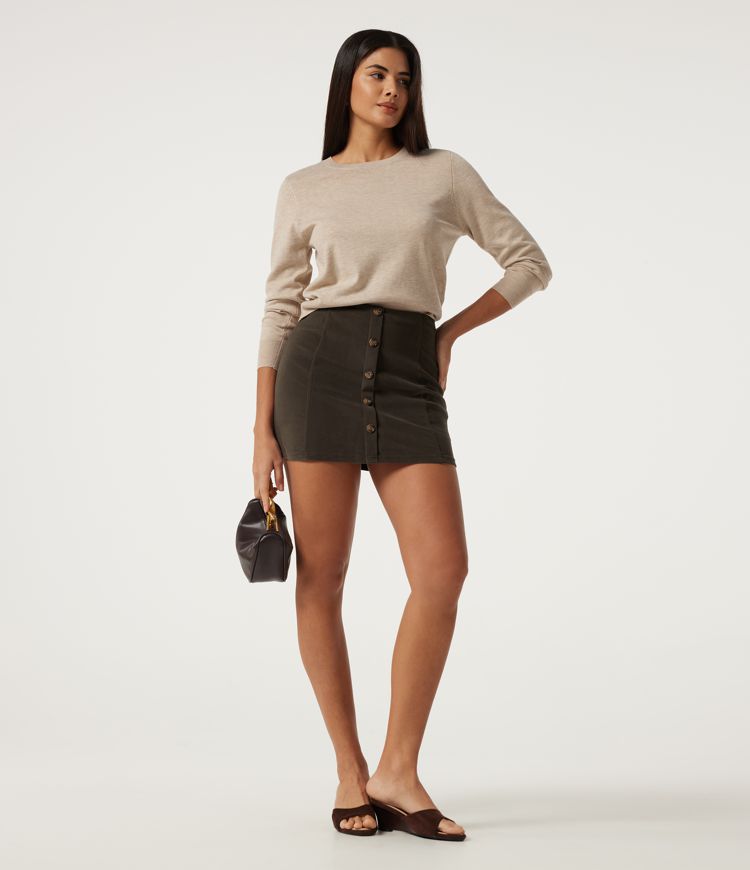 High Waisted 2-in-1 Corduroy Mini Casual Skirt