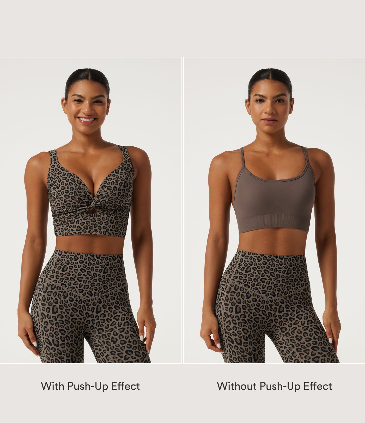 Halara UltraSculpt™ Leopard Print Light Support Molded Cups Push-Up Yoga Sports Bra