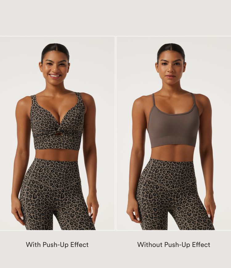 Halara UltraSculpt™ Leopard Print Light Support Molded Cups Push-Up Yoga Sports Bra