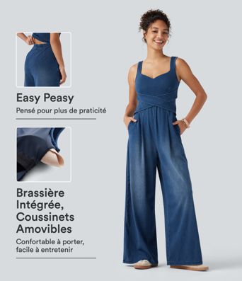 Combinaison en jean Halara Flex™ Édition accès facile Easy Peasy avec coussinets amovibles et poches Combinaison en jean Halara Flex™ Édition accès facile Easy Peasy avec coussinets amovibles et poches