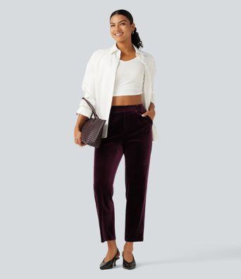 Halara Flex™ pantalones de trabajo de terciopelo de cintura alta con bolsillos Halara Flex™ pantalones de trabajo de terciopelo de cintura alta con bolsillos