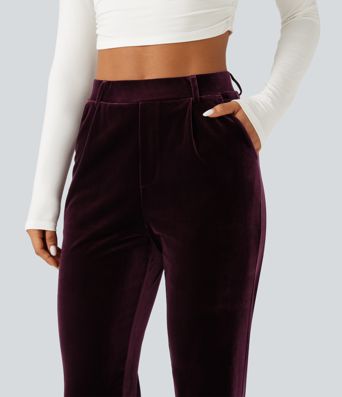 Halara Flex™ pantalones de trabajo de terciopelo de cintura alta con bolsillos Halara Flex™ pantalones de trabajo de terciopelo de cintura alta con bolsillos