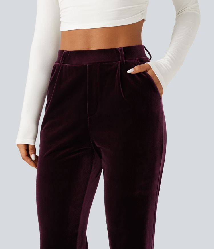 Halara Flex™ pantalones de trabajo de terciopelo de cintura alta con bolsillos Halara Flex™ pantalones de trabajo de terciopelo de cintura alta con bolsillos