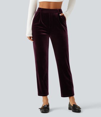 Halara Flex™ pantalones de trabajo de terciopelo de cintura alta con bolsillos Halara Flex™ pantalones de trabajo de terciopelo de cintura alta con bolsillos