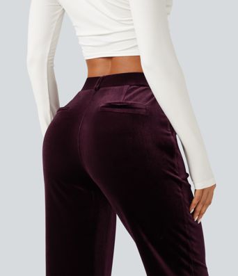 Halara Flex™ pantalones de trabajo de terciopelo de cintura alta con bolsillos Halara Flex™ pantalones de trabajo de terciopelo de cintura alta con bolsillos