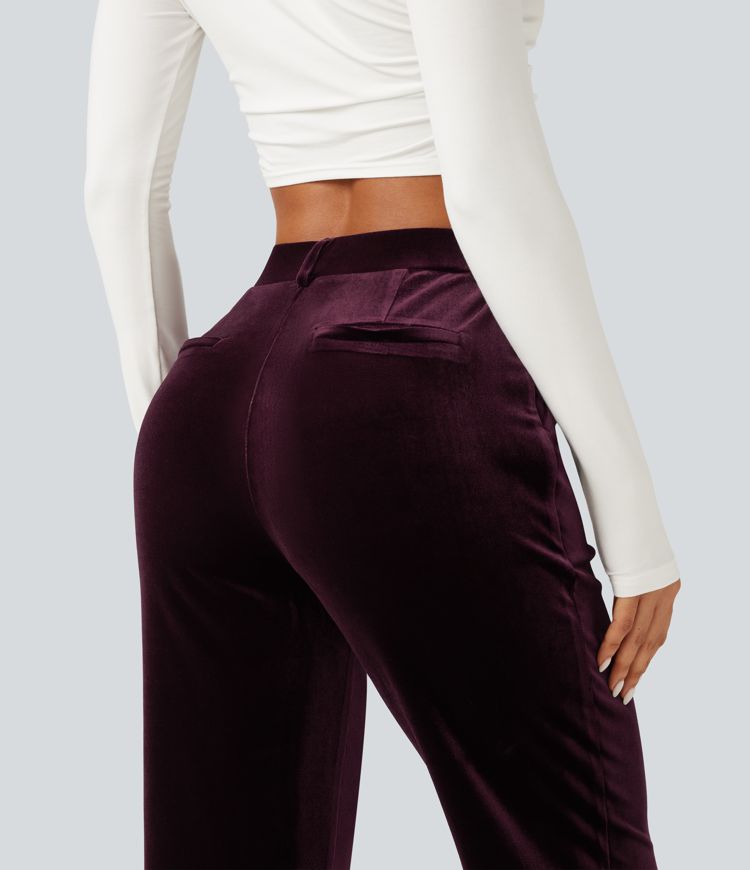 Halara Flex™ pantalones de trabajo de terciopelo de cintura alta con bolsillos Halara Flex™ pantalones de trabajo de terciopelo de cintura alta con bolsillos