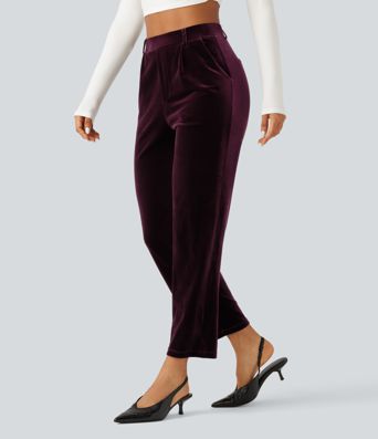 Halara Flex™ pantalones de trabajo de terciopelo de cintura alta con bolsillos Halara Flex™ pantalones de trabajo de terciopelo de cintura alta con bolsillos