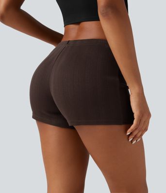 Low-Rise Skinny Casual-Shorts mit Kordelzug, 3"