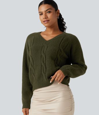 V Neck Raglan Long Sleeve Work Sweater V Neck Raglan Long Sleeve Work Sweater