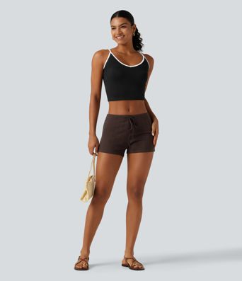 Low-Rise Skinny Casual-Shorts mit Kordelzug, 3"