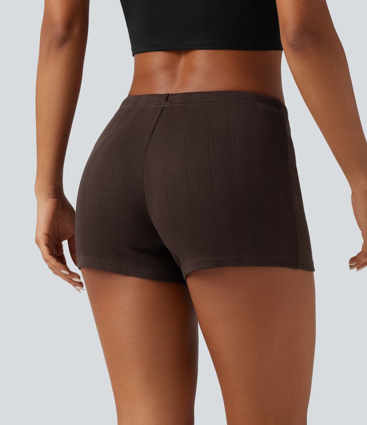 Low-Rise Skinny Casual-Shorts mit Kordelzug, 3"