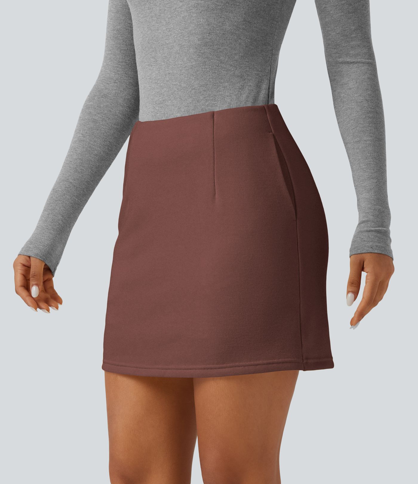 Jupe-short mini taille haute coupe trapèze avec poches