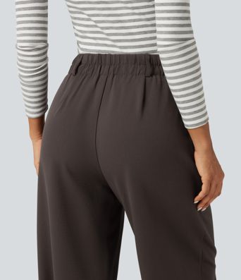High Waisted Straight Leg Work Pants with Pockets High Waisted Straight Leg Work Pants with Pockets