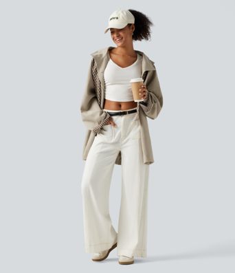 Hooded Raglan Long Sleeve Work Jacket with Pockets
