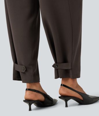 High Waisted Straight Leg Work Pants with Pockets High Waisted Straight Leg Work Pants with Pockets