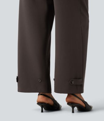 High Waisted Straight Leg Work Pants with Pockets High Waisted Straight Leg Work Pants with Pockets