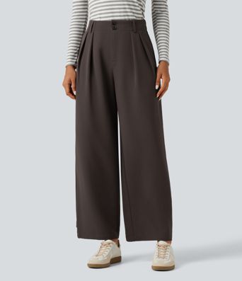 High Waisted Straight Leg Work Pants with Pockets High Waisted Straight Leg Work Pants with Pockets