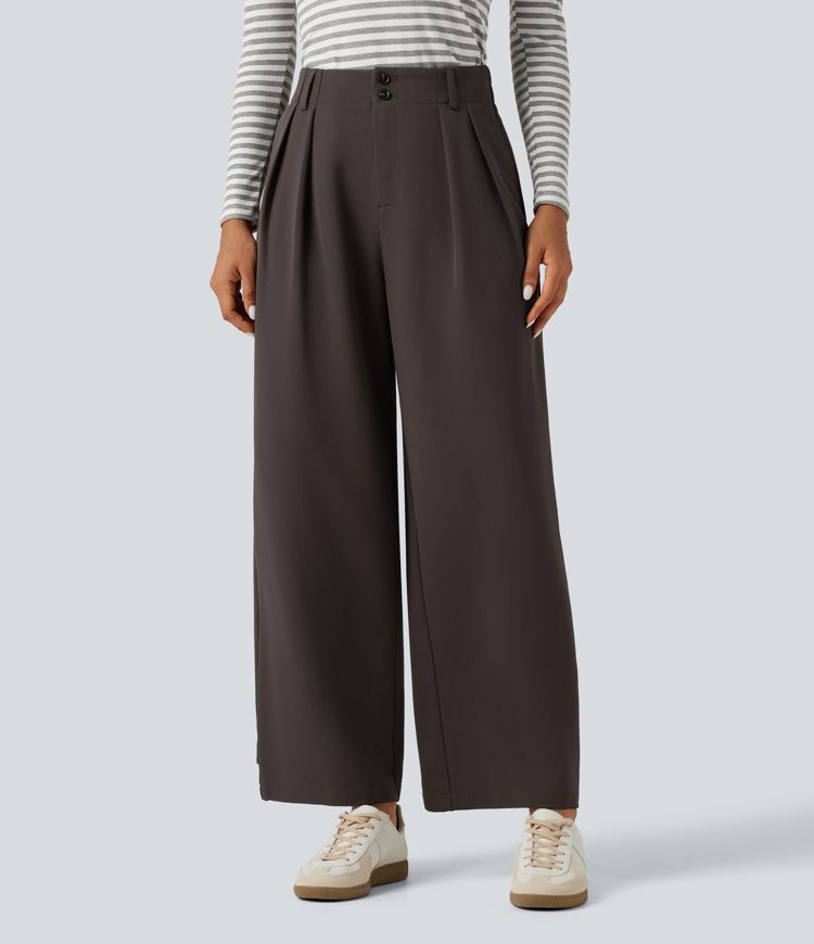 High Waisted Straight Leg Work Pants with Pockets High Waisted Straight Leg Work Pants with Pockets