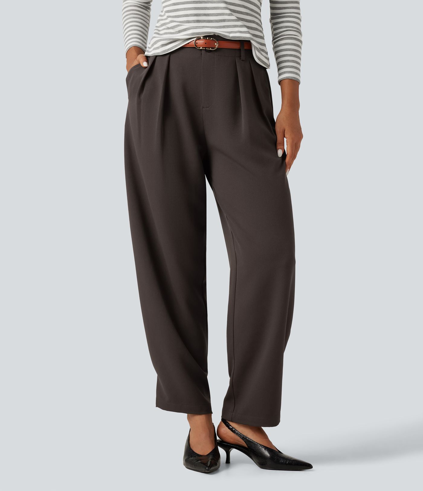 High Waisted Straight Leg Work Pants with Pockets High Waisted Straight Leg Work Pants with Pockets