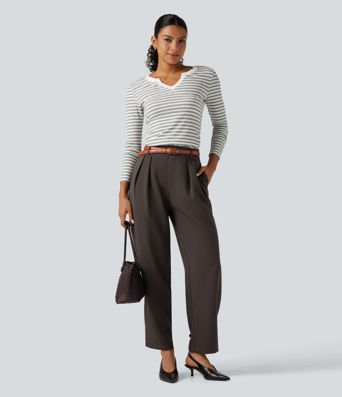 High Waisted Straight Leg Work Pants with Pockets High Waisted Straight Leg Work Pants with Pockets
