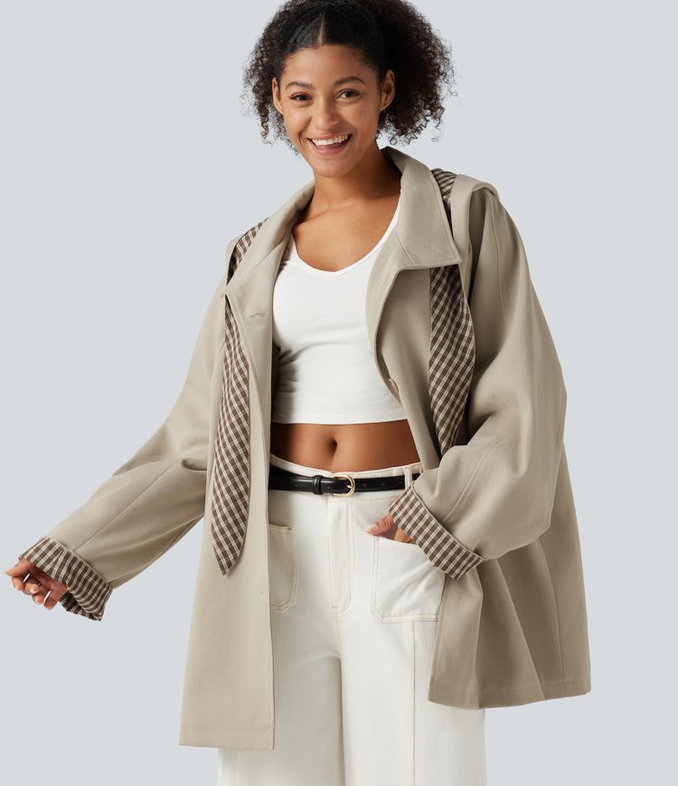 Hooded Raglan Long Sleeve Work Jacket with Pockets