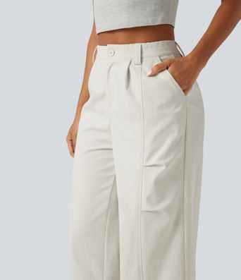 High Waisted Wide Leg Casual Pants with Pockets
