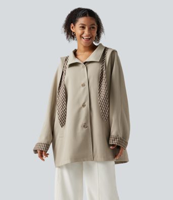 Hooded Raglan Long Sleeve Work Jacket with Pockets