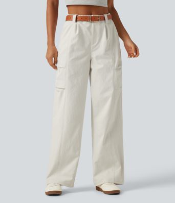 High Waisted Wide Leg Casual Pants with Pockets