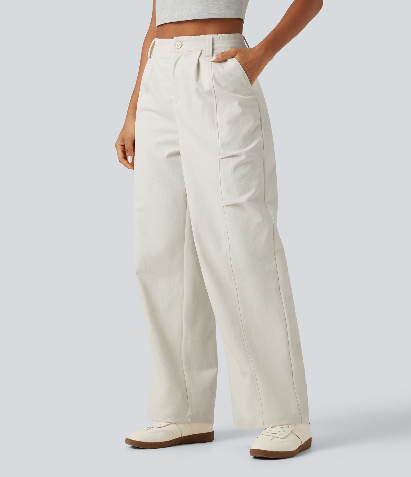High Waisted Wide Leg Casual Pants with Pockets