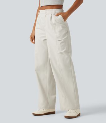 High Waisted Wide Leg Casual Pants with Pockets