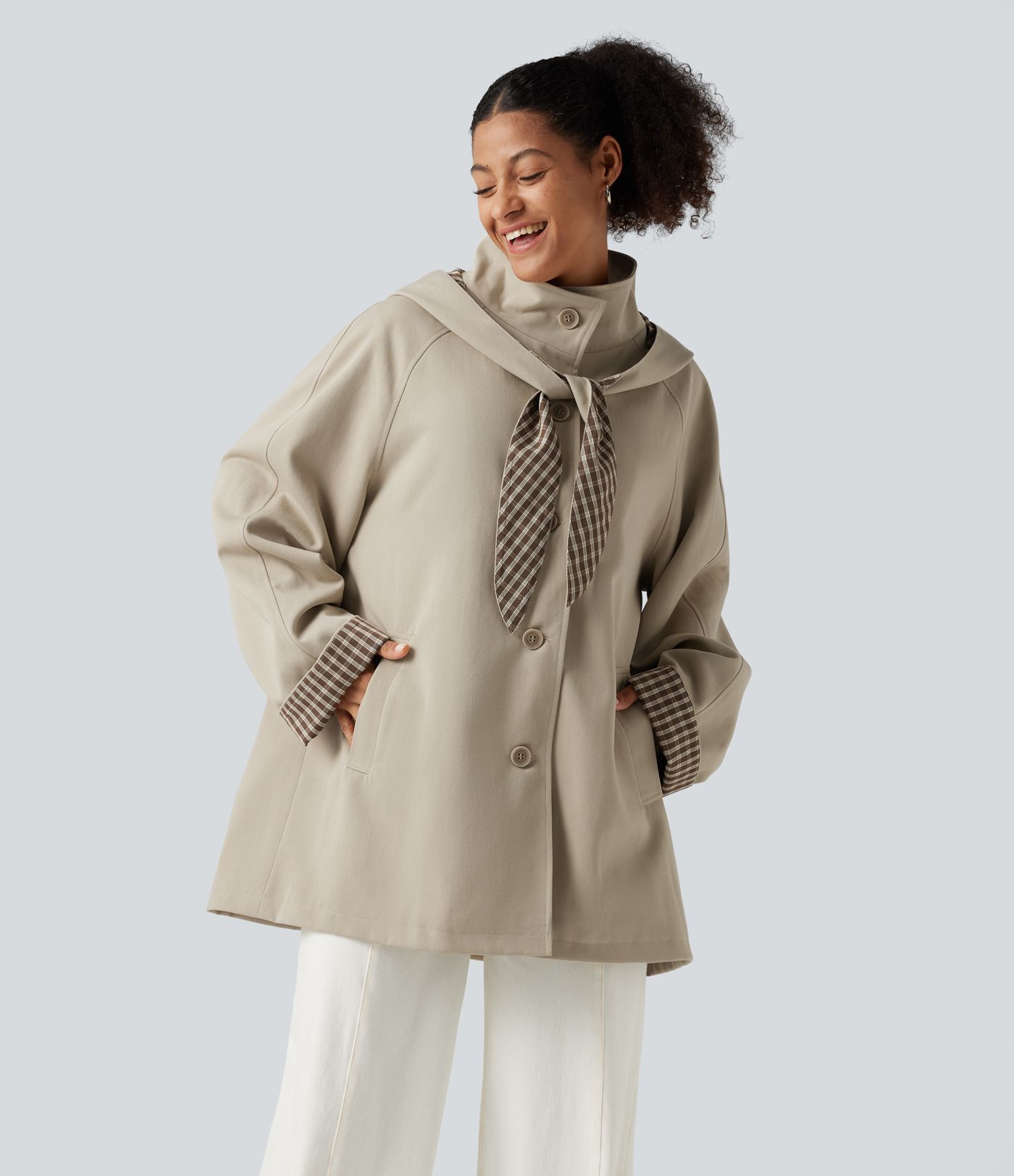 Hooded Raglan Long Sleeve Work Jacket with Pockets