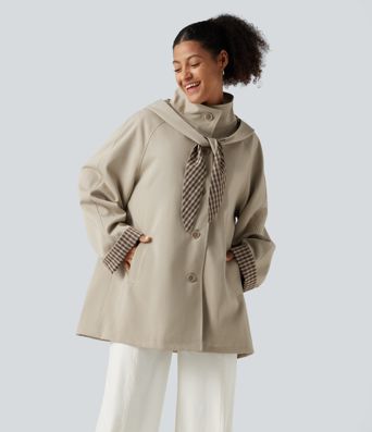 Hooded Raglan Long Sleeve Work Jacket with Pockets