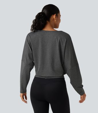 Deep V Neck Dropped Long Sleeve Yoga Sports Top Deep V Neck Dropped Long Sleeve Yoga Sports Top