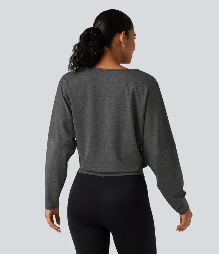 Deep V Neck Dropped Long Sleeve Yoga Sports Top Deep V Neck Dropped Long Sleeve Yoga Sports Top